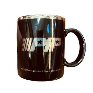 Vintage 90s Lockheed Missiles & Space Company Black Ceramic Mug PIP